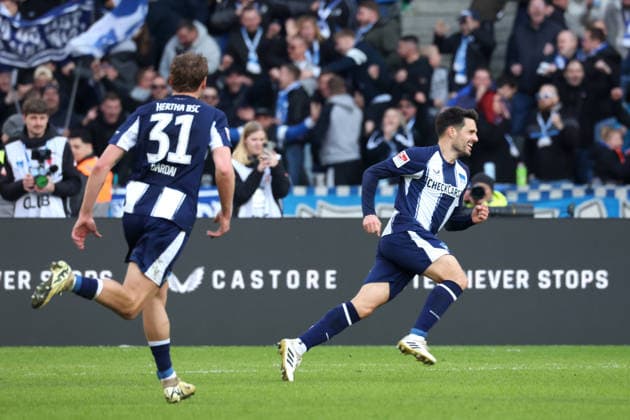 DEU, DFL, 2. FBL, Hertha BSC vs. 1.FC Nuernberg, 01.03.2026, Berliner Olympiastadion, Berlin, DEU, DFL, 2. FBL, Hertha BSC vs. 1.FC Nuernberg, im Bild 2:1 durch Josip Brekalo (Hertha BSC Berlin 7) DFL - regulations prohibit any use of Photographs as image sequences and or quasi-video
