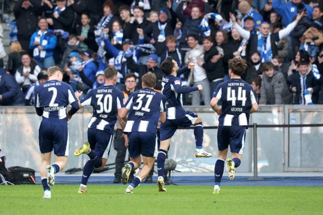 DEU, DFL, 2. FBL, Hertha BSC vs. 1.FC Nuernberg, 01.03.2026, Berliner Olympiastadion, Berlin, DEU, DFL, 2. FBL, Hertha BSC vs. 1.FC Nuernberg, im Bild 2:1 durch Josip Brekalo (Hertha BSC Berlin 7) DFL - regulations prohibit any use of Photographs as image sequences and or quasi-video