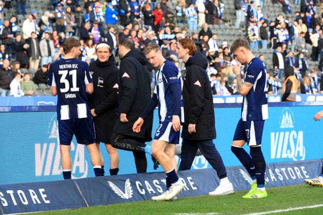 DEU, DFL, 2. FBL, Hertha BSC vs. 1.FC Nuernberg, 01.03.2026, Berliner Olympiastadion, Berlin, DEU, DFL, 2. FBL, Hertha BSC vs. 1.FC Nuernberg, im Bild Hertha-Spielerkreis DFL - regulations prohibit any use of Photographs as image sequences and or quasi-video