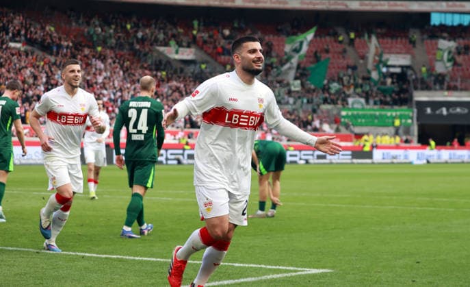 01.03.26 VfB Stuttgart - VfL Wolfsburg Deutschland, Stuttgart, 01.03.2026, Fussball, Bundesliga, Saison 2025 2026, VfB Stuttgart - VfL Wolfsburg: Deniz Undav (VfB Stuttgart); Jubel Tor 1:0 Undav.