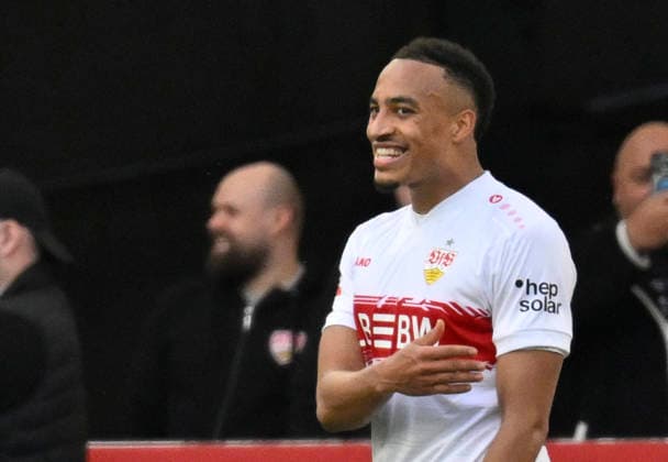 TOR zum 3:0 Jamie Leweling VfB Stuttgart (18) Torjubel VfB Stuttgart vs VfL Wolfsburg WOB 01.03.2026 DFL REGULATIONS PROHIBIT ANY USE OF PHOTOGRAPHS AS IMAGE SEQUENCES AND OR QUASI-VIDEO VfB Stuttgart vs VfL Wolfsburg WOB