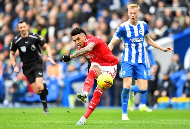 Brighton and Hove Albion v Nottingham Forest, Premier League, Football, Amex Stadium, Brighton, UK - 01 Mar 2026 Igor Jesus of Nottingham Forest shoots. Brighton Amex Stadium Brighton UK, UK NEWSPAPERS OUT Copyright: xMarkxEnfieldx