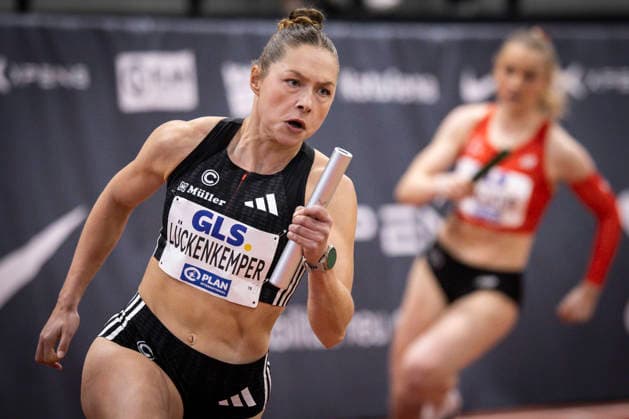 Deutsche Leichtathletik-Hallenmeisterschaften; Dortmund, 01.03.2026 Gina Lückenkemper (SCC Berlin) läuft die 4x200m-Staffel; Deutsche Leichtathletik-Hallenmeisterschaften am 01.03.2026 in der Helmut-Körnig-Halle in Dortmund. *** German Athletics Indoor Championships Dortmund, 01 03 2026 Gina Lückenkemper SCC Berlin runs the 4x200m relay German Athletics Indoor Championships on 01 03 2026 in the Helmut Körnig Hall in Dortmund Copyright: xBEAUTIFULxSPORTS AxelxKohringx
