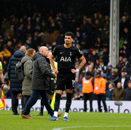 Fulham v Tottenham Hotspur, London, UK -01 Mar 2026 Dominic Solanke of Tottenham Hotspur looks dejected after losing during the Premier League match between Fulham and Tottenham Hotspur at Craven Cottage, London on 01 March 2026 ( London Craven Cottage London England Copyright: xTomxCusden PPAUKx PPA-252209