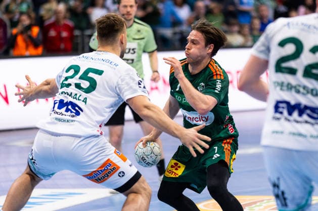 Leif TISSIER (TSV Hannover-Burgdorf, 07) im Zweikampf gegen Ludvig JURMALA (FRISCH AUF! Goeppingen, 25) GER, TSV Hannover-Burgdorf vs. FRISCH AUF! Goeppingen, Handball, Bundesliga, 23. Spieltag, Spielzeit 2025 2026, 01.03.2026, GER, TSV Hannover-Burgdorf vs. FRISCH AUF! Goeppingen, Handball, Bundesliga, 23. Spieltag, Spielzeit 2025 2026, 01.03.2026, Hannover Copyright: xEibnerxPressefoto OliverxSchmidtx EP_OST