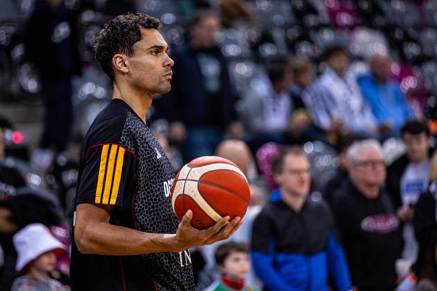 FIBA World Cup Qualifier: Germany vs. Croatia; 01.03.2026 Oscar Da Silva (Deutscher Basketball Bund 1) vor dem Spiel - FIBA Basketball World Cup 2027 European Qualifiers, Deutschland vs. Kroatien, 1.3.2026, Telekom Dome, Bonn Copyright: xBEAUTIFULxSPORTS Derixx