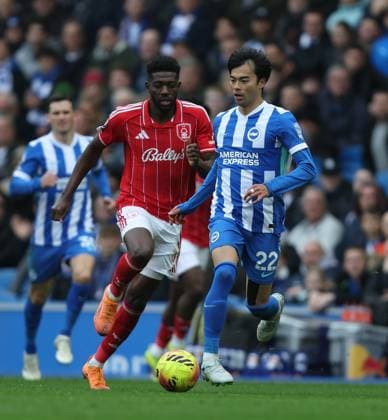Premier League - Brighton & Hove Albion FC v Nottingham Forest FC LONDON, ENGLAND, MARCH 1: Kaoru Mitoma of Brighton & Hove Albion during the match between Brighton and& Hove Albion FC and Nottingham Forest FC in the Premier League at the AMEX Community Stadium in Brighton, England, on March 1. (Photo by Daniel Weir) Brighton AMEX Community Stadium England Copyright: xDanielxWeir SportsxPressxPhotox SPPA_Brighton_Nottingham_Forest_010326_DW58