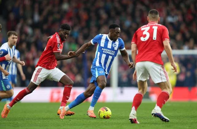Premier League - Brighton & Hove Albion FC v Nottingham Forest FC LONDON, ENGLAND, MARCH 1: Danny Welbeck of Brighton & Hove Albion during the match between Brighton and& Hove Albion FC and Nottingham Forest FC in the Premier League at the AMEX Community Stadium in Brighton, England, on March 1. (Photo by Daniel Weir) Brighton AMEX Community Stadium England Copyright: xDanielxWeir SportsxPressxPhotox SPPA_Brighton_Nottingham_Forest_010326_DW84
