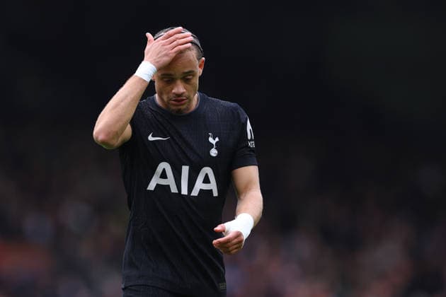 London, England, 1st March 2026. Xavi Simons of Tottenham Hotspur looks dejected during the Fulham vs Tottenham Hotspur Premier League match at Craven Cottage, London. Picture credit should read: Paul Terry Sportimage EDITORIAL USE ONLY. No use with unauthorised audio, video, data, fixture lists, club league logos or live services. Online in-match use limited to 120 images, no video emulation. No use in betting, games or single club league player publications. SPI_078_PT_Fulham_Tottenham SPI-4567-0078