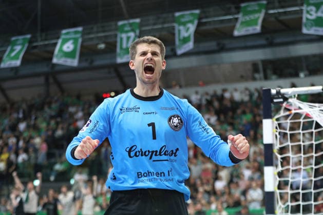 Handball DAIKIN HBL, SC DHfK Leipzig - Bergischer HC; 01.03.2026 Emotionaler Jubel-Schrei bei Torwart Christopher Rudeck (1, Bergischer HC). Sieg, Freude. Handball, DAIKIN HBL, 1. Bundesliga, Saison 2025 2026, 23. Spieltag: SC DHfK Leipzig vs. Bergischer HC am 01.03.2026 in der Quarterback Immobilien Arena Leipzig. Copyright: xBEAUTIFULxSPORTS JanxKaeferx