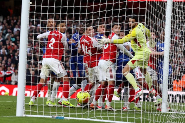 Arsenal v Chelsea 01 March 2026, London - Premier League Football - Arsenal v Chelsea - Arsenal concede an equalising goal (1-) as a result of an own goal by Piero Hincapie - Photo: Charlotte Wilson Offside. London UK Copyright: xCharlottexWilsonx xOffsidexOffside