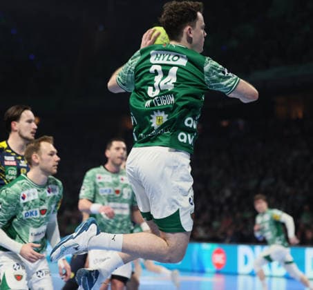 GER HBL Saison 2025 2026 FÜCHSE Berlin vs Rhein Neckar Löwen, 01.03.26, Max-Schmeling-Halle, Berlin, Hakun WEST AV TEIGUM (Füchse Berlin 34)