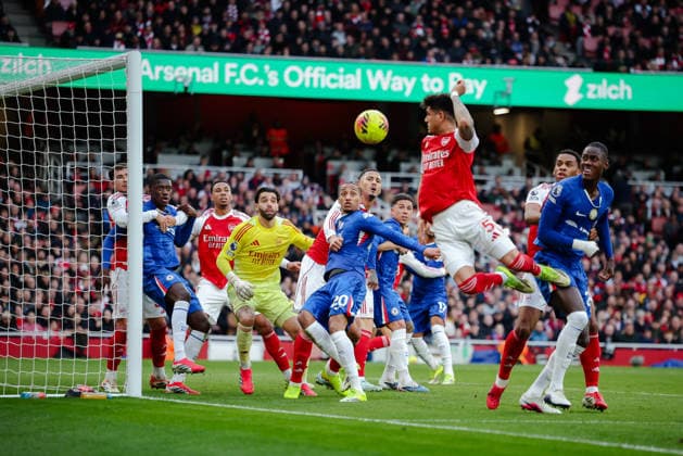 Premier League 2025 26 Arsenal v Chelsea Emirates Stadium 01.03.2026 Joao Pedro of Chelsea puts a corner just wide of the post Premier League 2025 26 Arsenal v Chelsea Emirates Stadium 01.03.2026 Photograph By Marc Aspland The Times  Copyright: xMarcxAsplandx NINTCHDBPICT001063140358