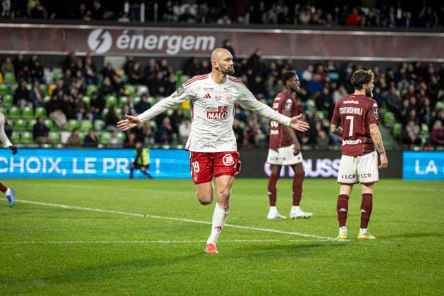 FOOTBALL : Metz vs Stade Brestois - ligue 1 - Metz - 01 03 26 Joie des joueurs de l equipe de Stade Brestois apres le but de Ludovic Ajorque 19 but  Copyright: xelyxandroxcegarrax