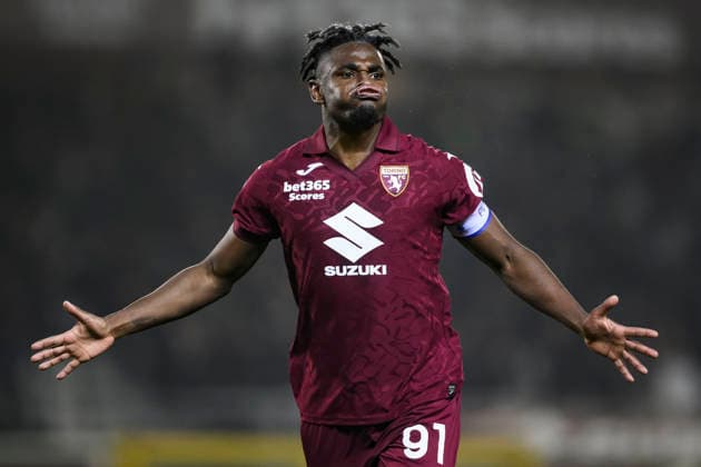 Torino FC v SS Lazio - Serie A Duvan Zapata of Torino FC celebrates after scoring a goal from a header during the Serie A football match between Torino FC and SS Lazio. Turin Italy Copyright: xNicolòxCampox