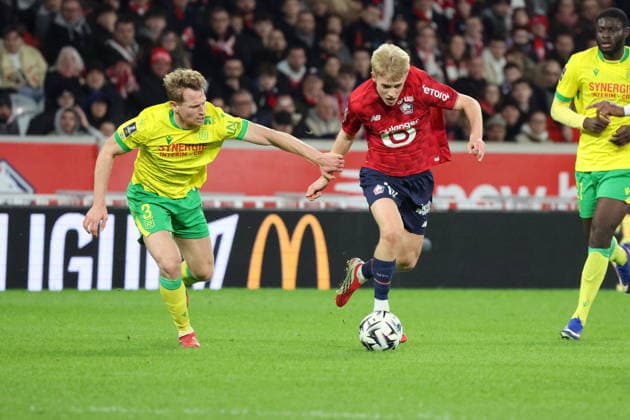 FOOTBALL : LOSC Lille vs FC Nantes - Ligue 1 J24 - 01 03 2026 Hakon HARALDSSON (LOSC Lille) lors du match LOSC Lille vs FC Nantes, Ligue 1 J24, Decathlon Arena stade Pierre Mauroy, le 1er mars 2026 - photo Laurent Sanson PsnewZ  Copyright: xLaurentxSANSONx xPsnewZx