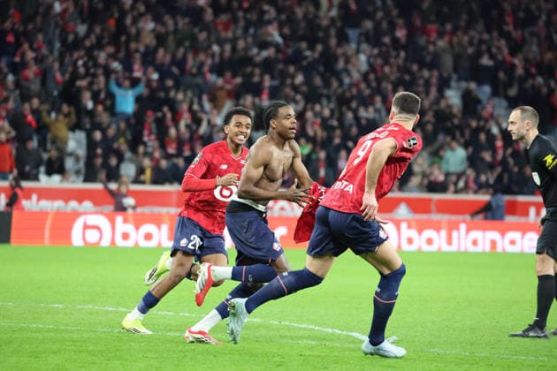 FOOTBALL : LOSC Lille vs FC Nantes - Ligue 1 J24 - 01 03 2026 But et joie de Nathan NGOY (LOSC Lille) lors du match LOSC Lille vs FC Nantes, Ligue 1 J24, Decathlon Arena stade Pierre Mauroy, le 1er mars 2026 - photo Laurent Sanson PsnewZ  Copyright: xLaurentxSANSONx xPsnewZx