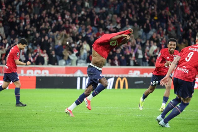 FOOTBALL : LOSC Lille vs FC Nantes - Ligue 1 J24 - 01 03 2026 But et joie de Nathan NGOY (LOSC Lille) lors du match LOSC Lille vs FC Nantes, Ligue 1 J24, Decathlon Arena stade Pierre Mauroy, le 1er mars 2026 - photo Laurent Sanson PsnewZ  Copyright: xLaurentxSANSONx xPsnewZx