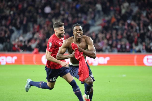 FOOTBALL : LOSC Lille vs FC Nantes - Ligue 1 J24 - 01 03 2026 But et joie de Nathan NGOY (LOSC Lille) lors du match LOSC Lille vs FC Nantes, Ligue 1 J24, Decathlon Arena stade Pierre Mauroy, le 1er mars 2026 - photo Laurent Sanson PsnewZ  Copyright: xLaurentxSANSONx xPsnewZx