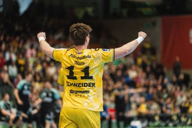 Lucas Schneider (HSG Krefeld Niederrhein, 11) bejubelt ein Tor HSG Krefeld Niederrhein vs. HC Oppenweiler Backnang, Handball, 2.HBL, 22.Spieltag, Saison 2025 26, 01.03.2026, HSG Krefeld Niederrhein vs. HC Oppenweiler Backnang, Handball, 2.HBL, 22.Spieltag, Saison 2025 26, 01.03.2026 Krefeld Copyright: xEibner-Pressefoto LukasxBaldygax EP_LBA