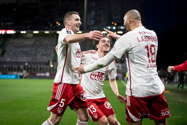 FOOTBALL : Metz vs Stade Brestois - ligue 1 - Metz - 01 03 26 Joie des joueurs de l equipe de Stade Brestois apres le but de Ludovic Ajorque 19  Copyright: xElyxandroxCEGARRAx