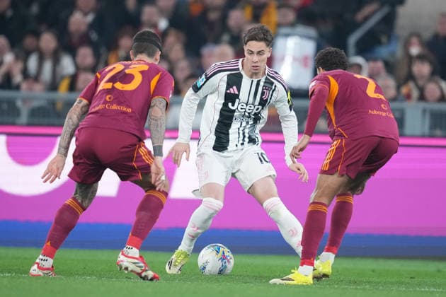 Juventus s Kenan Yildiz during the Serie A EniLive soccer match between Roma and Juventus at the Rome s Olympic stadium, Italy - Sunday March 01, 2026 - Soccer ( Photo by Alfredo Falcone LaPresse )  Copyright: xAlfredoxFalcone LaPressex