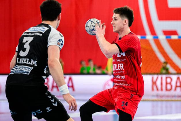 Bietigheim: HBL - 25 26 - SG BBM Bietigheim - HSG Nordhorn-Lingen Maxim Orlov (Bietigheim) Bietigheim-Bissingen Egetrans Arena Baden-Württemberg Deutschland
