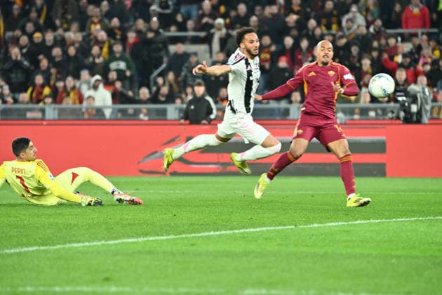 March 1, 2026, Roma, Roma, Italia: Goal the Donyell Malen (AS Roma) During the 2025 26 Italian Serie A football match between AS Roma and FC Juventus on March 1, 2026, at the Stadio Olimpico in Rome...Pictured: Roma Vs. Juventus 2025 26 Serie A Championship  - ZUMAs236 20260301_aap_s236_085 Copyright: xFabioxSassox