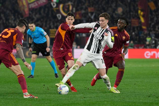 Juventus s Kenan Yildiz during the Serie A Enilive soccer match between AS Roma and Juventus FC at the Rome s Olympic stadium, Italy - Sunday, March 01, 2026. - Soccer.  Copyright: xFabrizioxCorradetti LaPressex