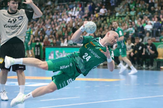 Handball DAIKIN HBL, SC DHfK Leipzig - Bergischer HC; 01.03.2026 Moritz Preuss (24, SC DHfK Leipzig). Handball, DAIKIN HBL, 1. Bundesliga, Saison 2025 2026, 23. Spieltag: SC DHfK Leipzig vs. Bergischer HC am 01.03.2026 in der Quarterback Immobilien Arena Leipzig. Copyright: xBEAUTIFULxSPORTS JanxKaeferx