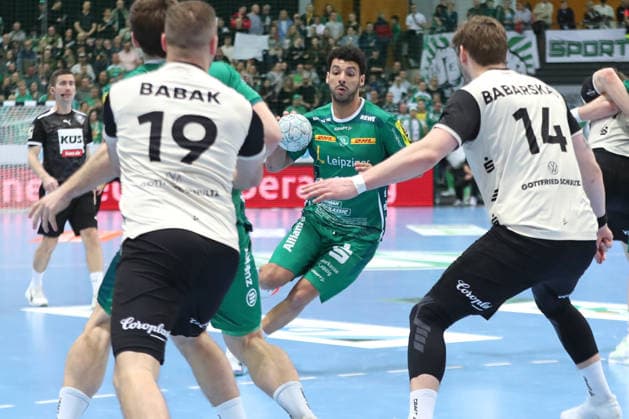 Handball DAIKIN HBL, SC DHfK Leipzig - Bergischer HC; 01.03.2026 Ahmed Khairi (17, SC DHfK Leipzig). Handball, DAIKIN HBL, 1. Bundesliga, Saison 2025 2026, 23. Spieltag: SC DHfK Leipzig vs. Bergischer HC am 01.03.2026 in der Quarterback Immobilien Arena Leipzig. Copyright: xBEAUTIFULxSPORTS JanxKaeferx