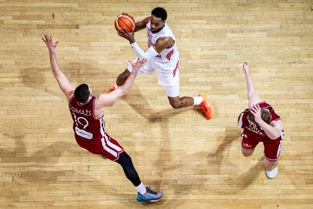 GDYNIA 01.03.2026 KOSZYKOWKA KOSZKADRA REPREZENTACJA POLSKI MECZ POLSKA - LOTWA ELIMINACJE MISTRZOSTW SWIATA 2027 - - - MEN BASKETBALL POLISH national team, Nationalteam WORLD CUP SERIES QUALIFIERS GAME POLAND - LATVIA NZ jordan loyd, FOT. TOMASZ SOKOLOWSKI 058SPORT.PL NEWSPIX.PL --- newspix.pl 
