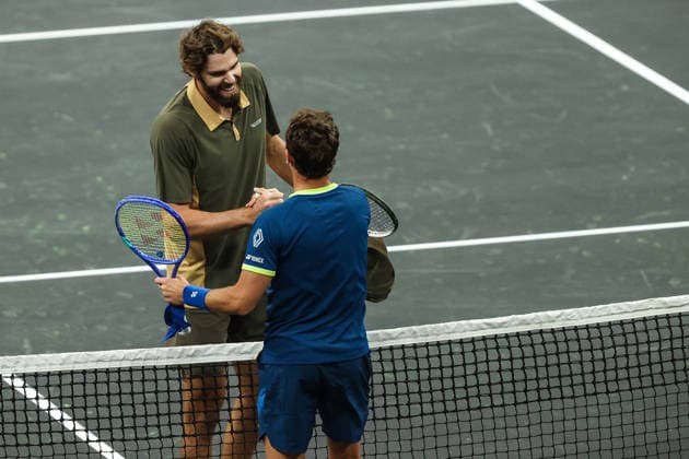Tennis 2026: MGM Slam Presented By Capital One MAR 01 March 1, 2026: Reilly Opelka greets Casper Ruud at the net during the MGM Slam Presented by Capital One on March 1, 2026 at T-Mobile Arena in Las Vegas, NV. Christopher Trim Cal Media. (Credit Image: Â Christopher Trim Cal Sport Media) Las Vegas Nevada United States of America EDITORIAL USE ONLY Copyright: xx ZUMA-20260301_zma_c04_057.jpg ChristopherxTrimx csmphotothree476686