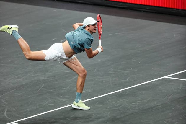 March 1, 2026: Joao Fonseca in action during the semi-final game during the MGM Slam Presented by Capital One on March 1, 2026 at T-Mobile Arena in Las Vegas, NV. Cal Media. Tennis 2026: MGM Slam Presented By Capital One MAR 01  - ZUMAc04_ 20260301_zma_c04_106 Copyright: xChristopherxTrimx