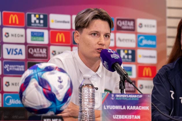 Lyudmila Karachik (17 Uzbekistan) answers a question during the AFC Womens Asian Cup 2026 MD-1 press conference, PK, Pressekonferenz ahead of Group B game between DPR Korea and Uzbekistan at Western Sydney Stadium in Sydney, Australia. Copyright: xNoexLlamasx xSPPx Sportspressphoto_SPR99755