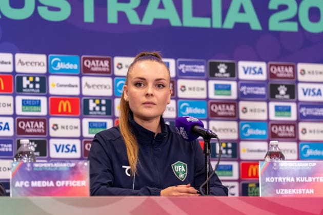 Kotryna Kulbyte (Uzbekistan Head Coach) looks on during the AFC Womens Asian Cup 2026 MD-1 press conference, PK, Pressekonferenz ahead of Group B game between DPR Korea and Uzbekistan at Western Sydney Stadium in Sydney, Australia. Copyright: xNoexLlamasx xSPPx Sportspressphoto_SPR99764