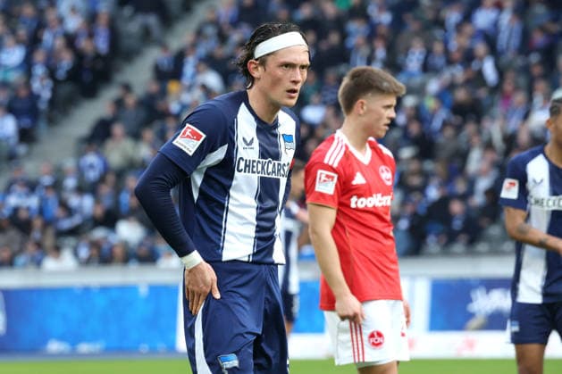 DEU, DFL, 2. FBL, Hertha BSC vs. 1.FC Nuernberg, 01.03.2026, Berliner Olympiastadion, Berlin, DEU, DFL, 2. FBL, Hertha BSC vs. 1.FC Nuernberg, im Bild Fabian Reese (Hertha BSC Berlin 11) DFL - regulations prohibit any use of Photographs as image sequences and or quasi-video