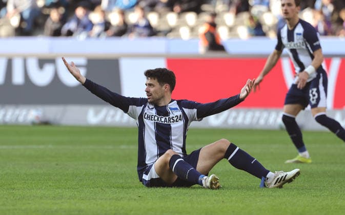 Josip Brekalo gestikulierend Einzelbild Freisteller Aktion Fußball Fussball DFL 2. Bundesliga Herren 24. Spieltag Saison 2025 2026 01.03.2026 Hertha BSC Berlin vs. 1.FC Nürnberg FCN DFL regulations prohibit any use of photographs as image sequences and or quasi-video