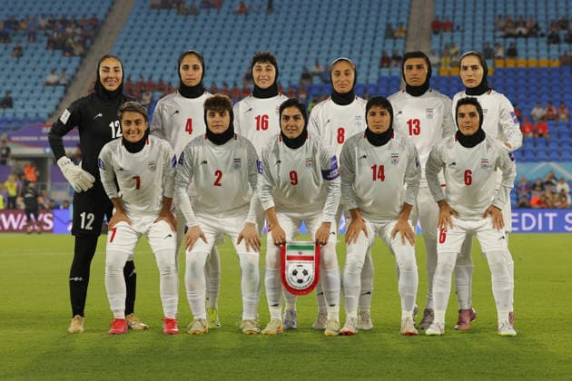 Players of IR Iran team line up, Mannschaftsbild, Totale before the Womens Asian Cup match between Korea Republic and Islamic Republic of Iran at the Gold Coast Stadium in Robina, Australia Copyright: xMatthewxStarlingx xSPPx Sportspressphoto_SPR99804