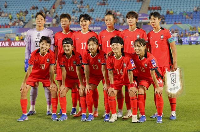 Players of Korea Republic team line up, Mannschaftsbild, Totale before the Womens Asian Cup match between Korea Republic and Islamic Republic of Iran at the Gold Coast Stadium in Robina, Australia Copyright: xMatthewxStarlingx xSPPx Sportspressphoto_SPR99806