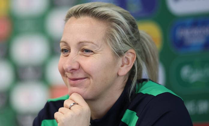 Republic of Ireland WNT press conference, PK, Pressekonferenz Tallaght Stadium, Dublin 2 3 2026 Head Coach Carla Ward Carla Ward 2 3 2026  Copyright: x INPHO JamesxCrombiex PPI26921