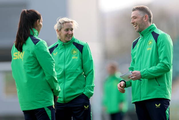 Republic of Ireland WNT Squad Training, Tallaght Stadium, Dublin 2 3 2026 Performance analyst Jasmine Mander, Head Coach Carla Ward and Assistant head coach Gary Cronin Carla Ward and Gary Cronin 2 3 2026  Copyright: x INPHO JamesxCrombiex PPI27591