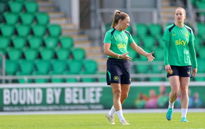 Republic of Ireland WNT Squad Training, Tallaght Stadium, Dublin 2 3 2026 Katie McCabe and Anna Patten Katie McCabe and Anna Patten 2 3 2026  Copyright: x INPHO JamesxCrombiex PPI28645