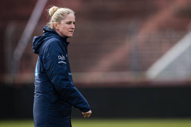 260302 Head coach Gemma Grainger of the Norwegian women™s national football team during a training session on March 2, 2026 in Vienna. Photo: Marius Simensen BILDBYRAN Cop 238 bbeng dam fifa women s world cup qualifier football fotball fotboll norge norway practice soccer training trening träning Copyright: MARIUSxSIMENSEN BB260302BB329