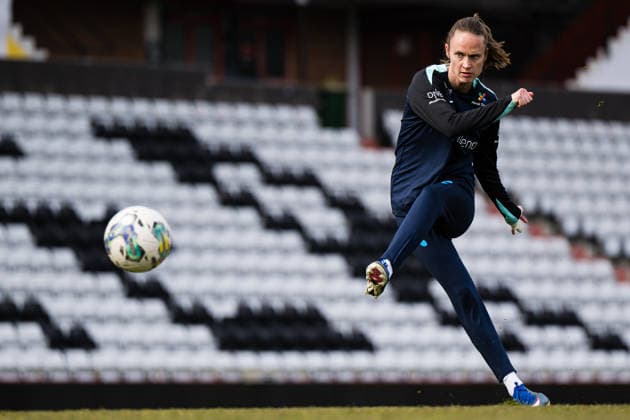 260302 Caroline Graham Hansen of the Norwegian women™s national football team during a training session on March 2, 2026 in Vienna. Photo: Marius Simensen BILDBYRAN Cop 238 bbeng dam fifa women s world cup qualifier football fotball fotboll norge norway practice soccer training trening träning Copyright: MARIUSxSIMENSEN BB260302BB342