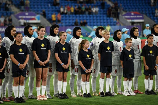 2nd March 2026, Robina Stadium, Gold Coast, Queensland, Australia; AFC Women s Asian Cup, Iran versus South Korea, Iran during the national anthem  NigelxOwen