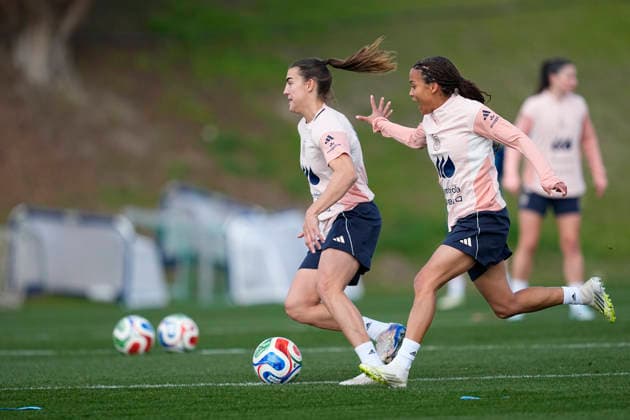 March 2, 2026, Las Rozas, Madrid, Spain: Patri Guijarro and Vicky Lopez during the training camp of Spain Women Team ahead of the qualification matches for the Brazil 2027 World Cup at the Ciudad del Futbol on March 01, 2026, in Las Rozas, Madrid, Spain. Las Rozas Spain - ZUMAa181 20260302_zaa_a181_073 Copyright: xOscarxJ.xBarrosox