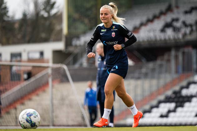 260302 Emilie Woldvik of the Norwegian women™s national football team during a training session on March 2, 2026 in Vienna. Photo: Marius Simensen BILDBYRAN Cop 238 bbeng dam fifa women s world cup qualifier football fotball fotboll norge norway practice soccer training trening träning Copyright: MARIUSxSIMENSEN BB260302BB378