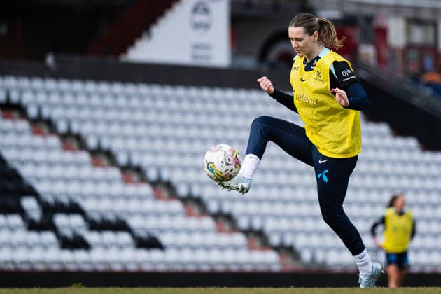 260302 Elisabeth Terland of the Norwegian women™s national football team during a training session on March 2, 2026 in Vienna. Photo: Marius Simensen BILDBYRAN Cop 238 bbeng dam fifa women s world cup qualifier football fotball fotboll norge norway practice soccer training trening träning Copyright: MARIUSxSIMENSEN BB260302BB384