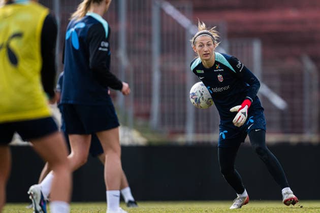 260302 Cecilie Haustaker Fiskerstrand of the Norwegian women™s national football team during a training session on March 2, 2026 in Vienna. Photo: Marius Simensen BILDBYRAN Cop 238 bbeng dam fifa women s world cup qualifier football fotball fotboll norge norway practice soccer training trening träning Copyright: MARIUSxSIMENSEN BB260302BB397